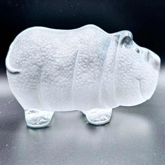 Viking Glass Other - Viking Glass Frosted Textured Hippo Figurine Handmade Art Glass Paperweight